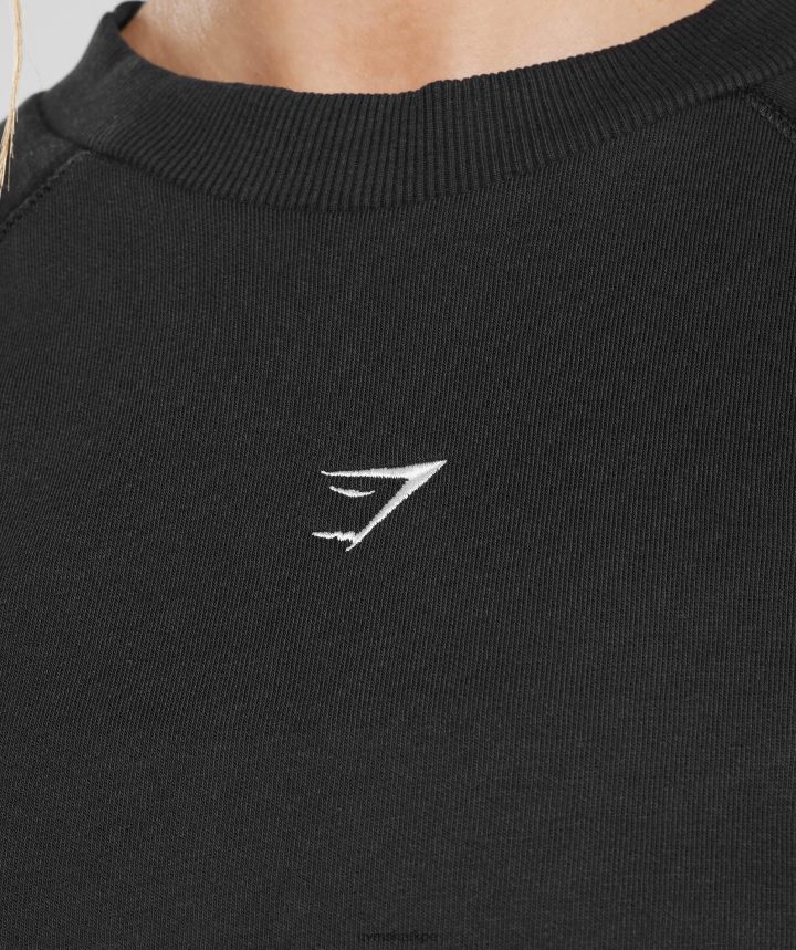 Gymsharksuéter corto de entrenamiento mujer negro PFTJ2N351 ropa