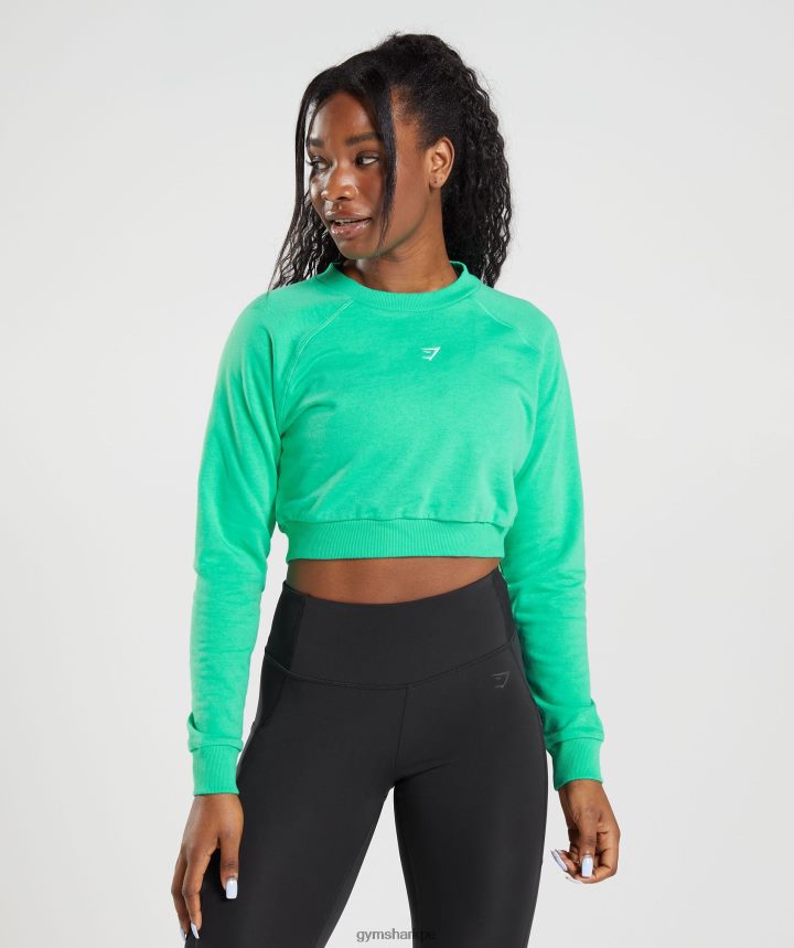 Gymsharksuéter corto de entrenamiento mujer verde tropical PFTJ2N393 ropa