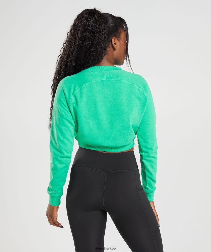 Gymsharksuéter corto de entrenamiento mujer verde tropical PFTJ2N393 ropa