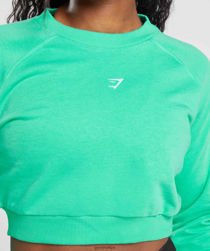 Gymsharksuéter corto de entrenamiento mujer verde tropical PFTJ2N393 ropa