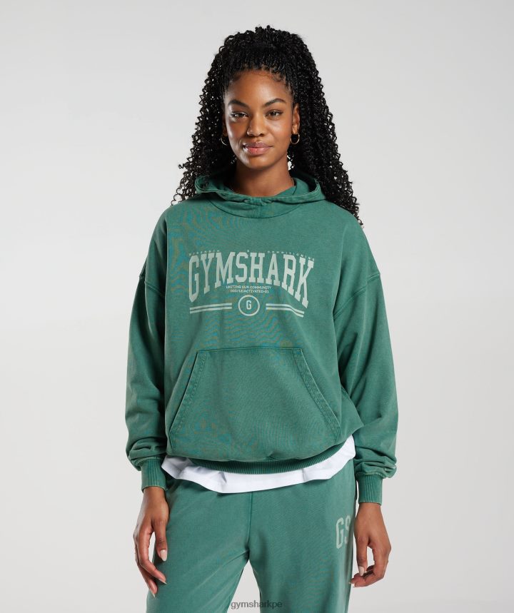 Gymsharksudadera colegial extragrande mujer tinta verde azulado PFTJ2N392 ropa