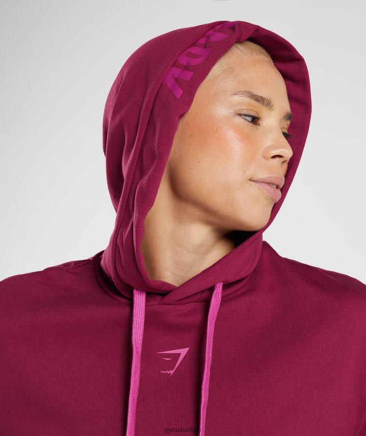 Gymsharksudadera con capucha de fracciones gráficas mujer grosella rosa PFTJ2N388 ropa