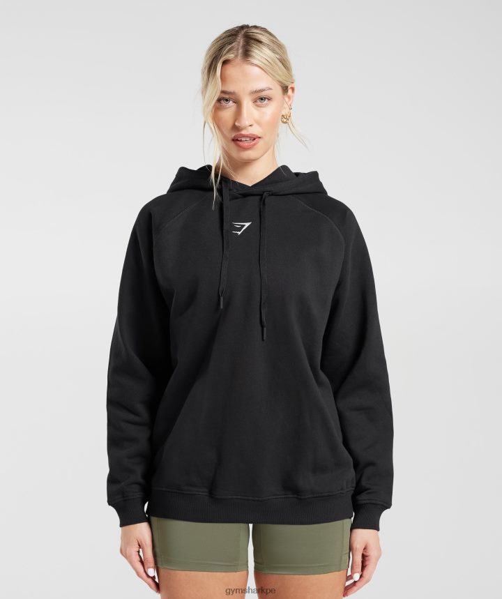 Gymsharksudadera con capucha extragrande de entrenamiento mujer negro PFTJ2N352 ropa