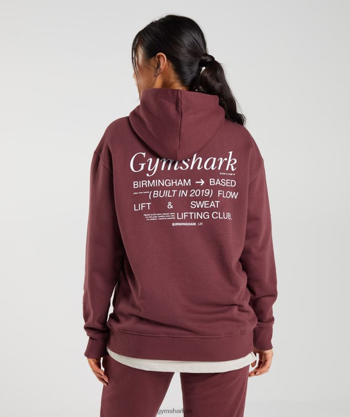 Gymsharksudadera con capucha extragrande del club social mujer marrón cereza PFTJ2N398 ropa