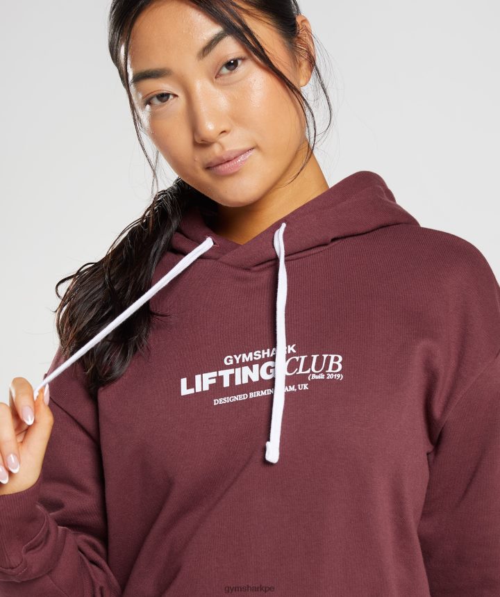 Gymsharksudadera con capucha extragrande del club social mujer marrón cereza PFTJ2N398 ropa