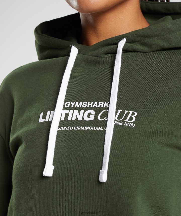 Gymsharksudadera con capucha extragrande del club social mujer musgo de oliva PFTJ2N378 ropa