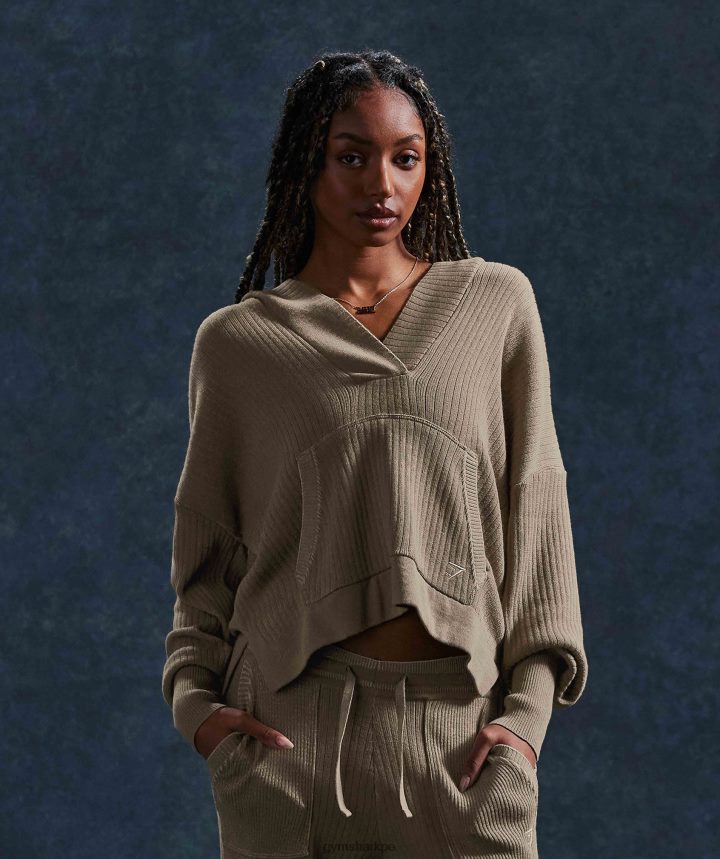 Gymsharksudadera con capucha pausa mujer marrón cemento/gris guijarro PFTJ2N384 ropa