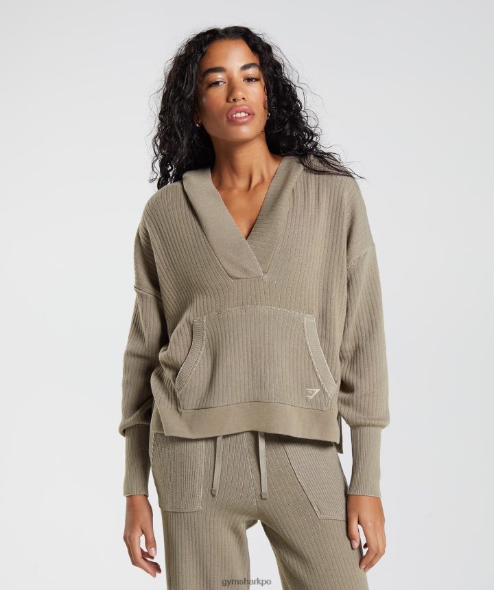 Gymsharksudadera con capucha pausa mujer marrón cemento/gris guijarro PFTJ2N384 ropa