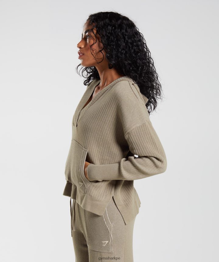 Gymsharksudadera con capucha pausa mujer marrón cemento/gris guijarro PFTJ2N384 ropa
