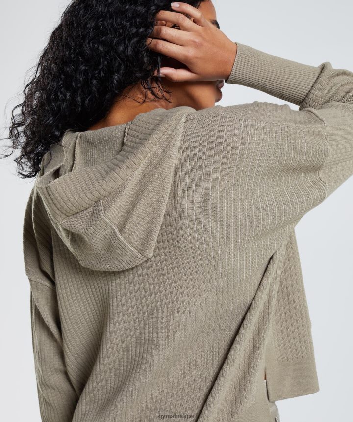 Gymsharksudadera con capucha pausa mujer marrón cemento/gris guijarro PFTJ2N384 ropa