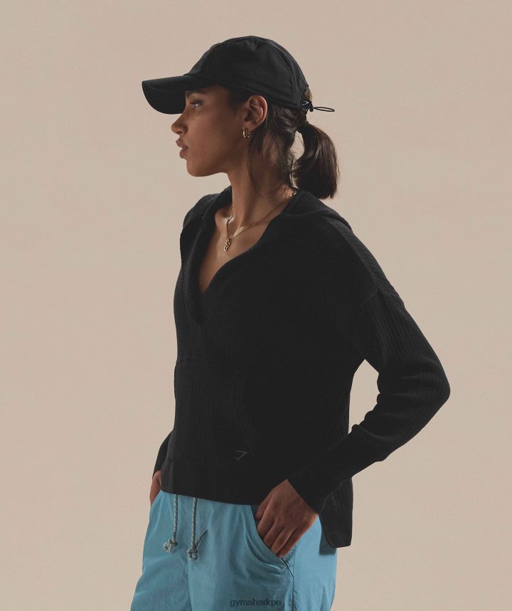 Gymsharksudadera con capucha pausa mujer negro/gris ónix PFTJ2N353 ropa