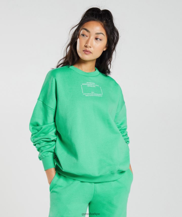 Gymsharksudadera con gráfico activado mujer verde tropical PFTJ2N390 ropa
