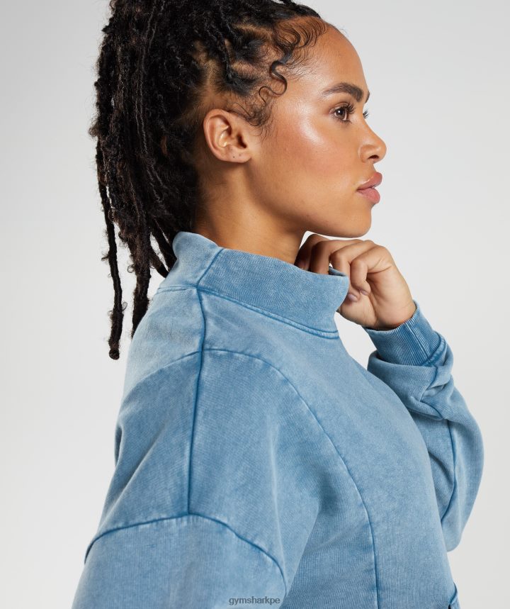 Gymsharksudadera con lavado Legacy mujer junto al lago azul PFTJ2N404 ropa