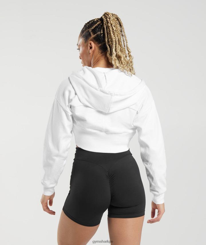 Gymsharksudadera corta con cremallera gs power mujer blanco PFTJ2N347 ropa