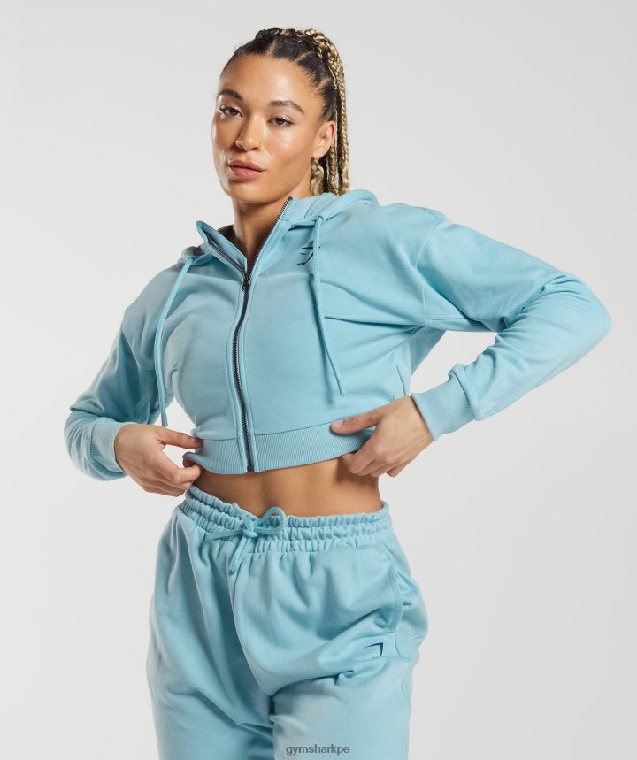 Gymsharksudadera corta con cremallera gs power mujer iceberg azul PFTJ2N389 ropa