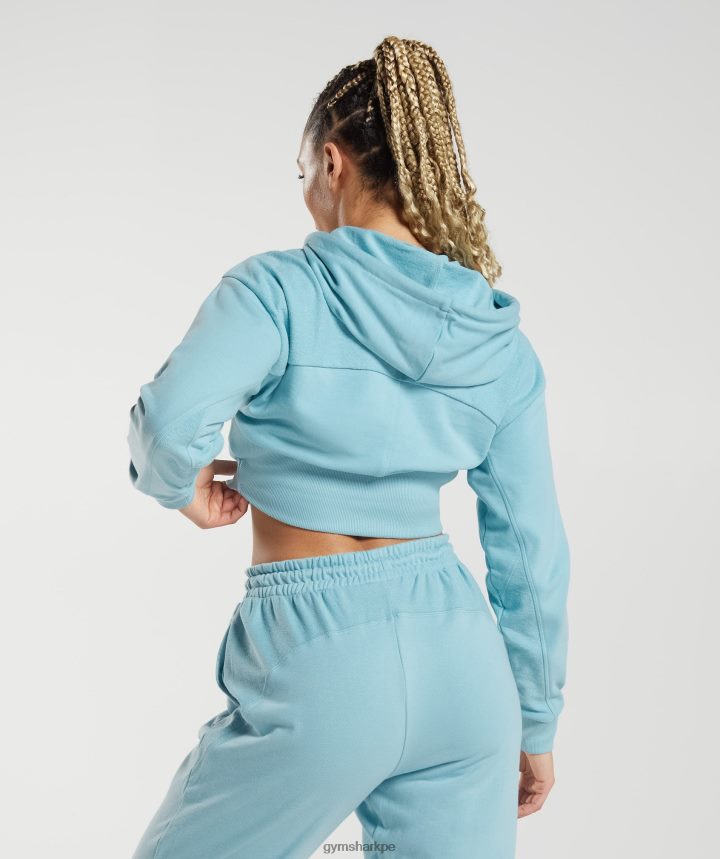 Gymsharksudadera corta con cremallera gs power mujer iceberg azul PFTJ2N389 ropa