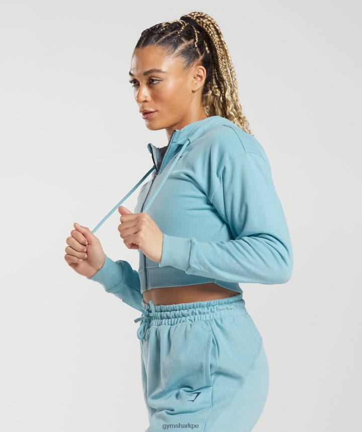 Gymsharksudadera corta con cremallera gs power mujer iceberg azul PFTJ2N389 ropa