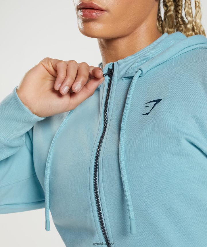 Gymsharksudadera corta con cremallera gs power mujer iceberg azul PFTJ2N389 ropa