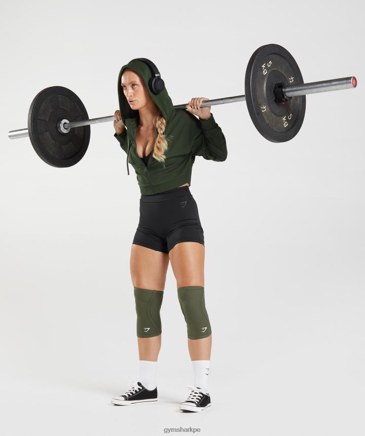 Gymsharksudadera corta con cremallera gs power mujer musgo de oliva PFTJ2N410 ropa