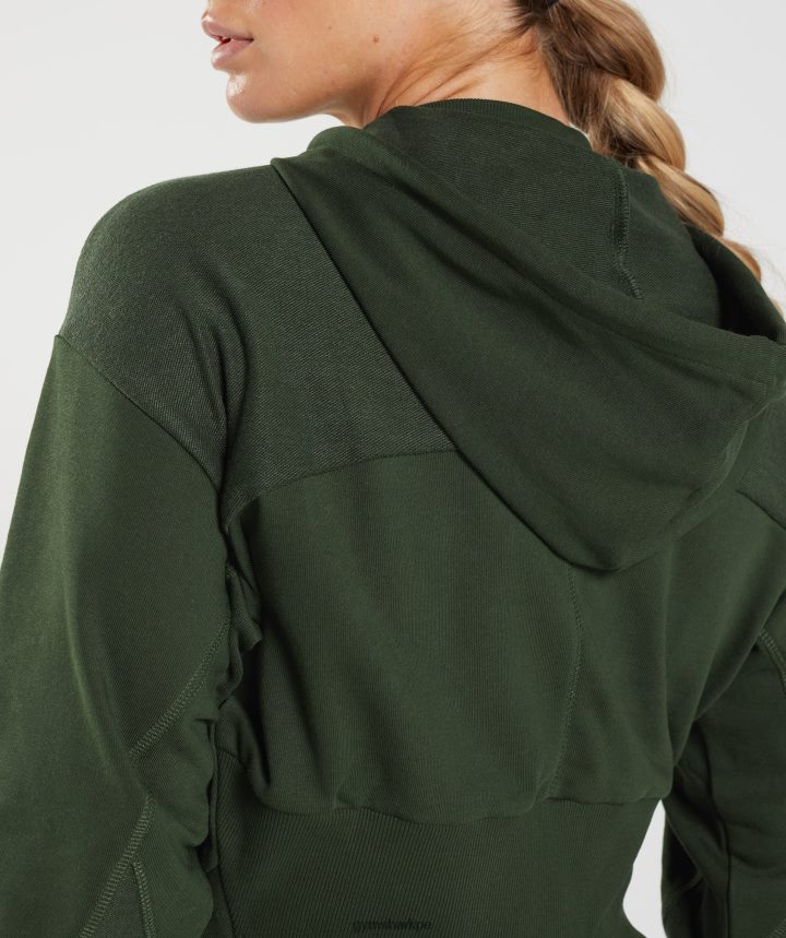 Gymsharksudadera corta con cremallera gs power mujer musgo de oliva PFTJ2N410 ropa