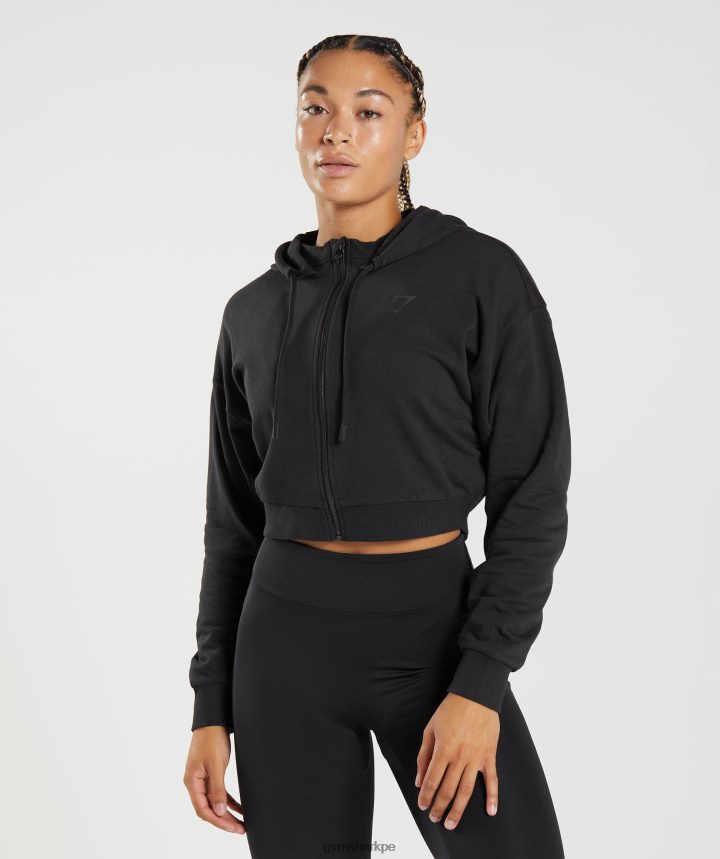 Gymsharksudadera corta con cremallera gs power mujer negro PFTJ2N354 ropa