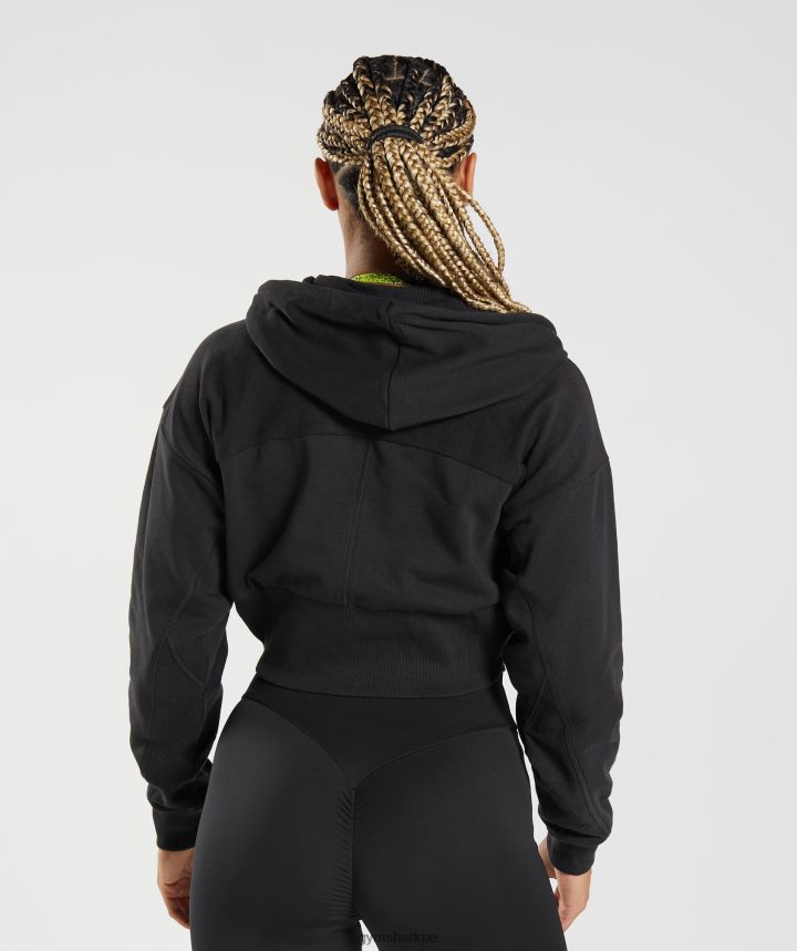 Gymsharksudadera corta con cremallera gs power mujer negro PFTJ2N354 ropa