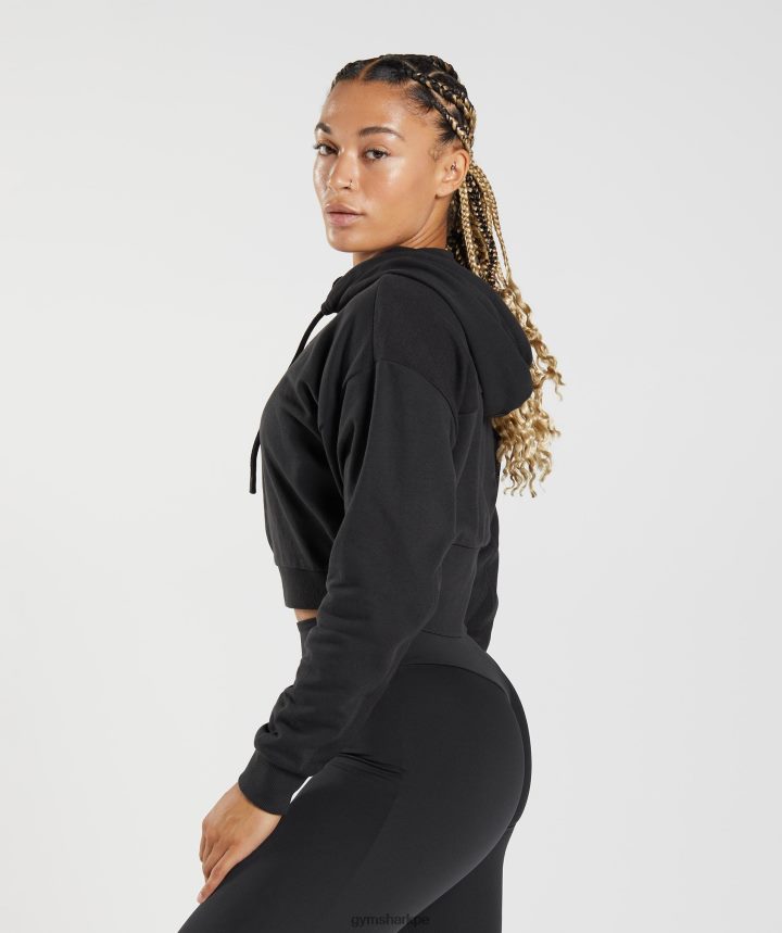 Gymsharksudadera corta con cremallera gs power mujer negro PFTJ2N354 ropa