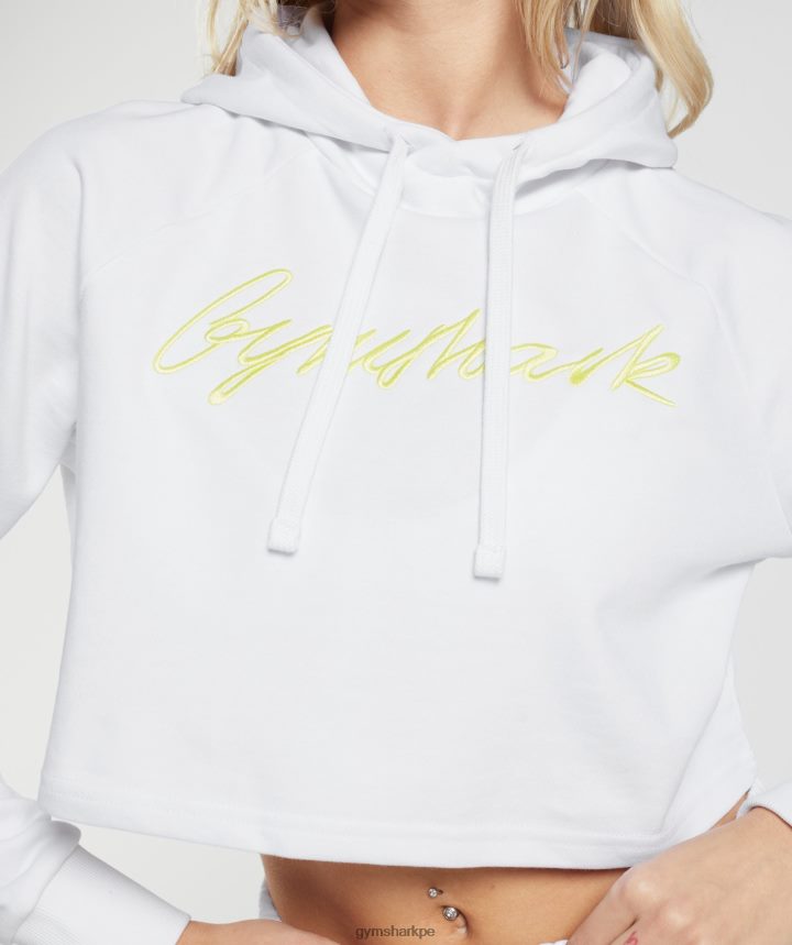 Gymsharksudadera corta con gráfico bordado mujer blanco PFTJ2N375 ropa