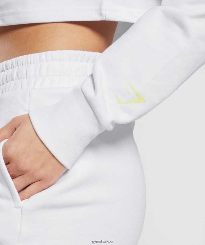 Gymsharksudadera corta con gráfico bordado mujer blanco PFTJ2N375 ropa