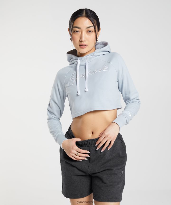 Gymsharksudadera corta con gráfico bordado mujer piedra de rio gris PFTJ2N382 ropa