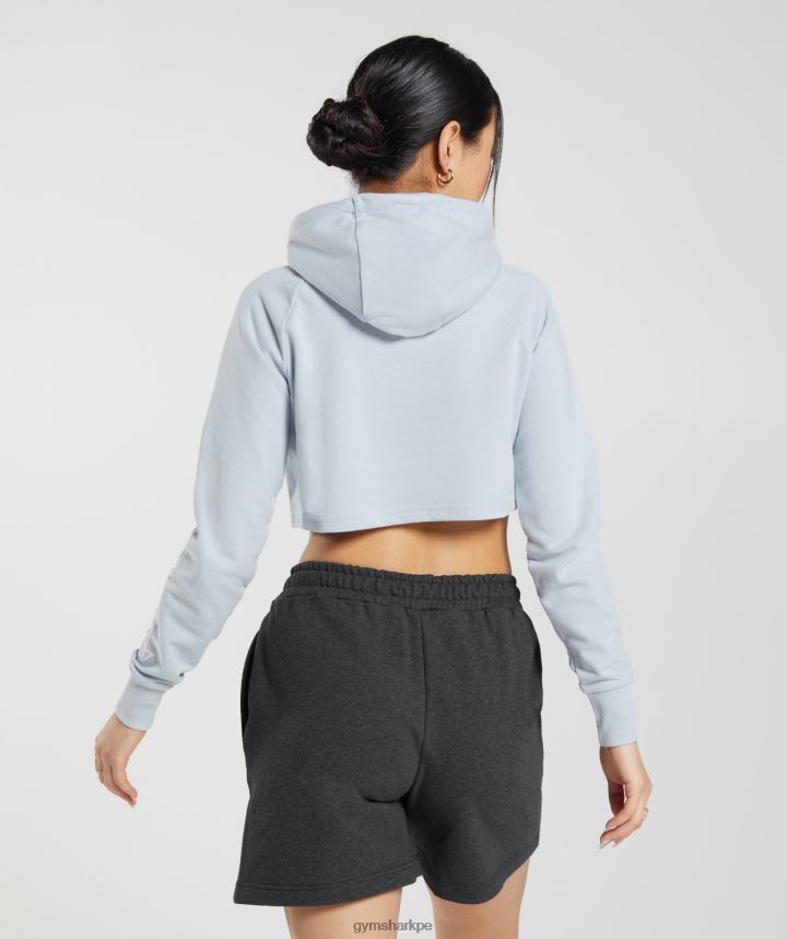 Gymsharksudadera corta con gráfico bordado mujer piedra de rio gris PFTJ2N382 ropa