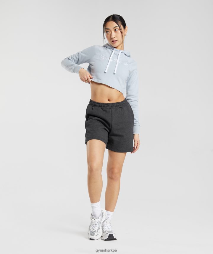Gymsharksudadera corta con gráfico bordado mujer piedra de rio gris PFTJ2N382 ropa
