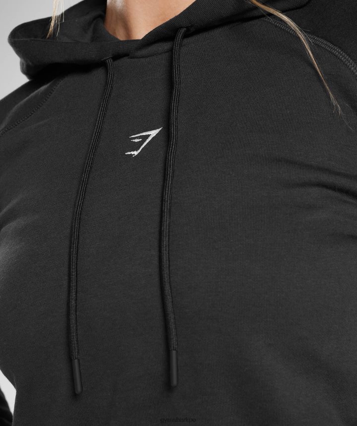 Gymsharksudadera corta de entrenamiento mujer negro PFTJ2N372 ropa