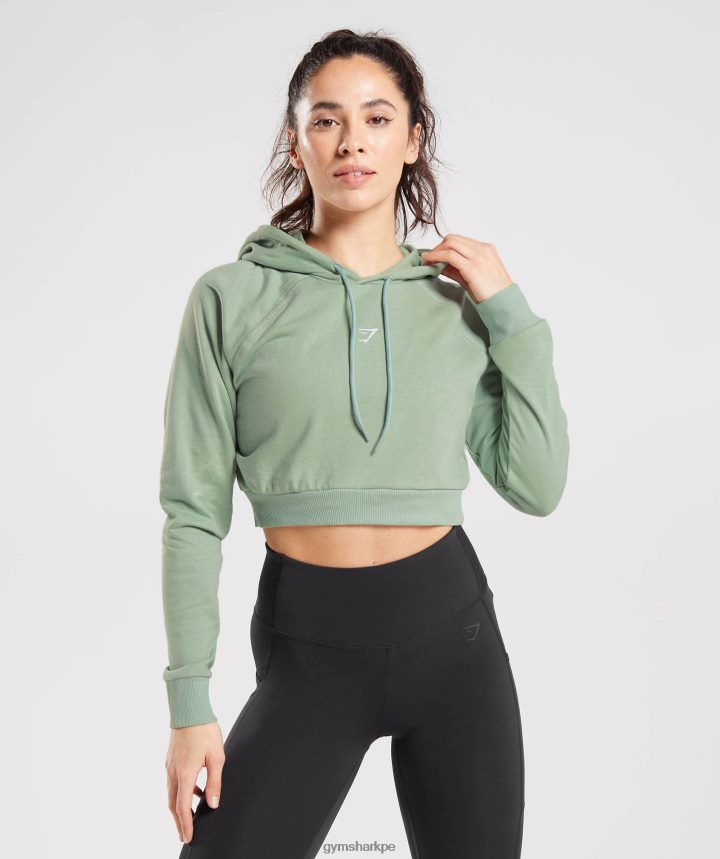 Gymsharksudadera corta de entrenamiento mujer verde salvia del desierto PFTJ2N357 ropa