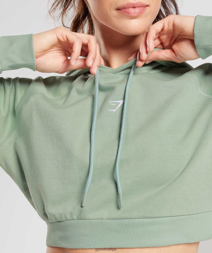Gymsharksudadera corta de entrenamiento mujer verde salvia del desierto PFTJ2N357 ropa
