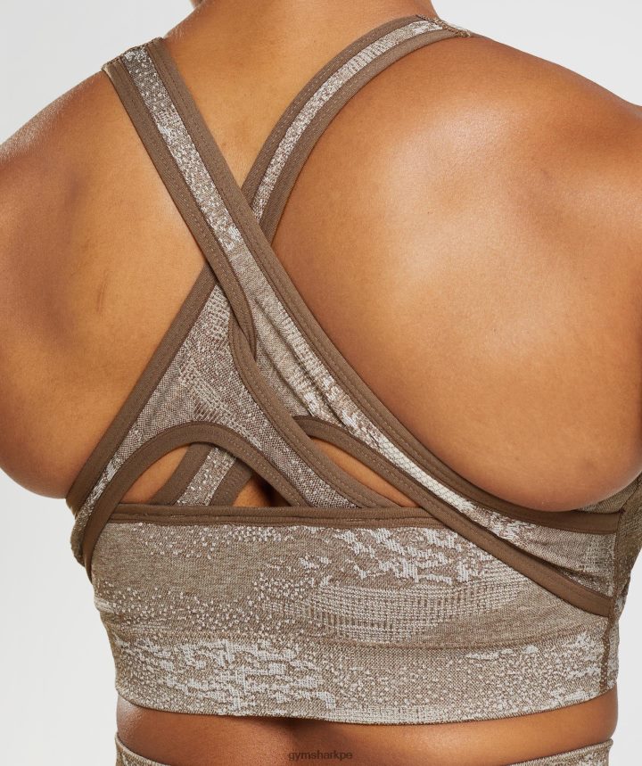 GymsharkSujetador deportivo Adapt Camo sin costuras mujer gris guijarro/marrón alma PFTJ2N176 ropa