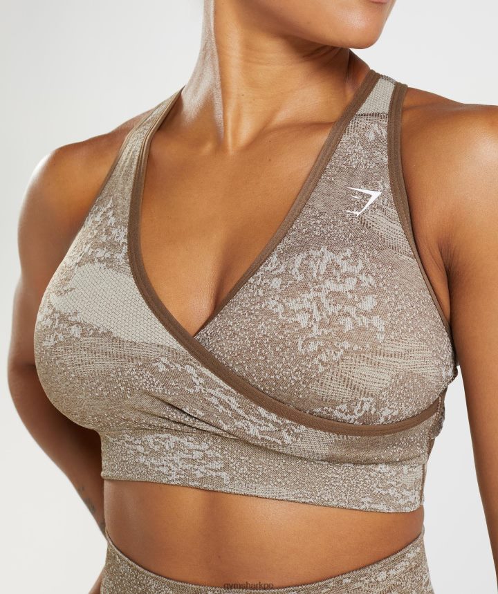 GymsharkSujetador deportivo Adapt Camo sin costuras mujer gris guijarro/marrón alma PFTJ2N176 ropa