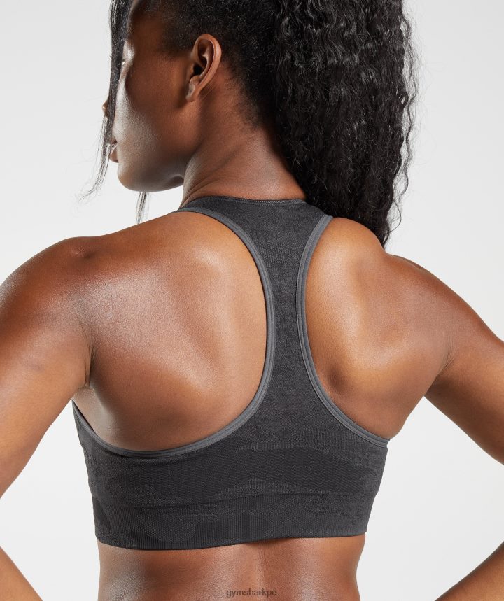 GymsharkSujetador deportivo Adapt Camo sin costuras mujer negro/gris ónix PFTJ2N138 ropa