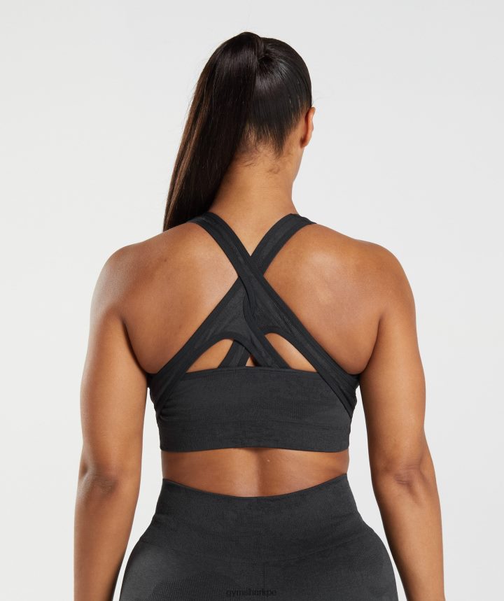 GymsharkSujetador deportivo Adapt Camo sin costuras mujer negro/gris ónix PFTJ2N192 ropa