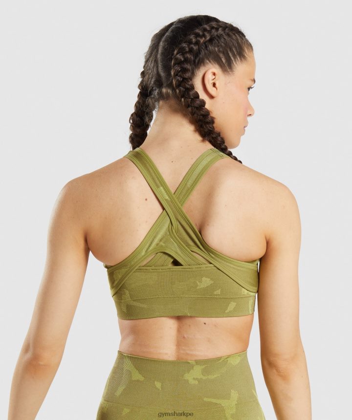 GymsharkSujetador deportivo Adapt Camo sin costuras mujer sabana | grifo verde PFTJ2N193 ropa