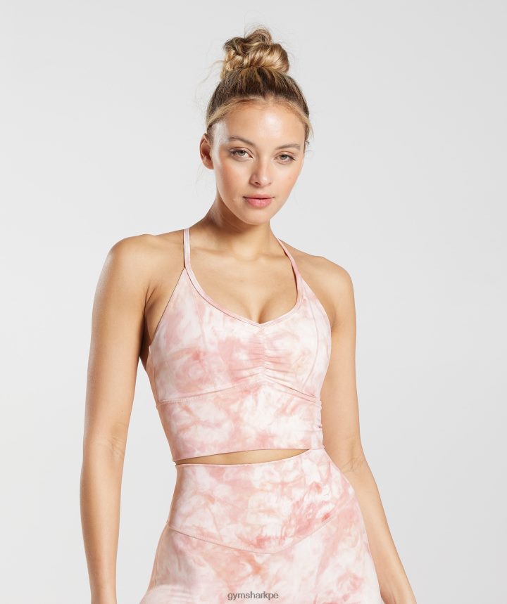 GymsharkSujetador deportivo de palangre con tinte spray Elevate mujer blanco/rosa brumoso/rosa escandinavo PFTJ2N133 ropa