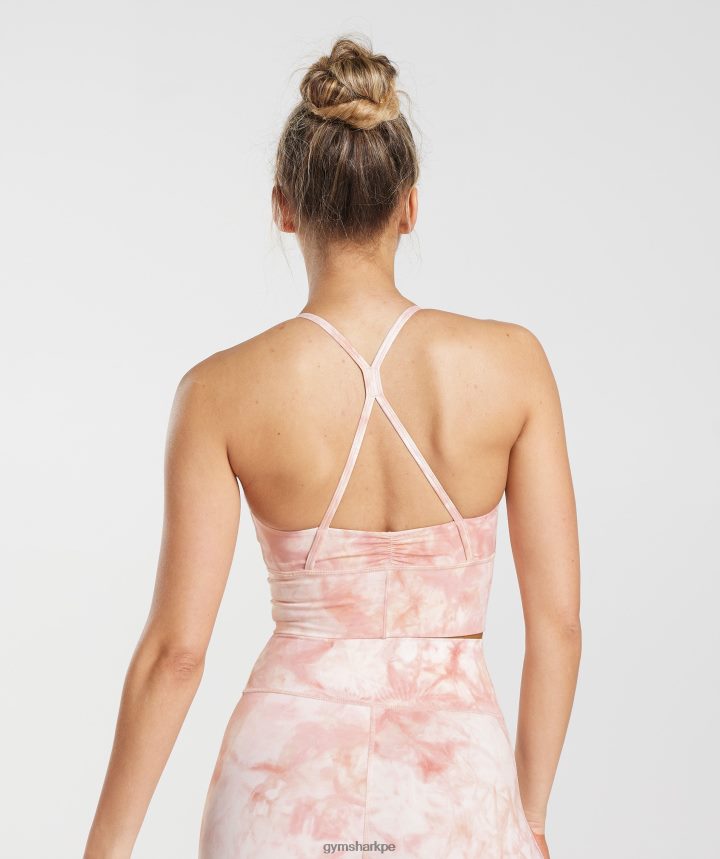 GymsharkSujetador deportivo de palangre con tinte spray Elevate mujer blanco/rosa brumoso/rosa escandinavo PFTJ2N133 ropa