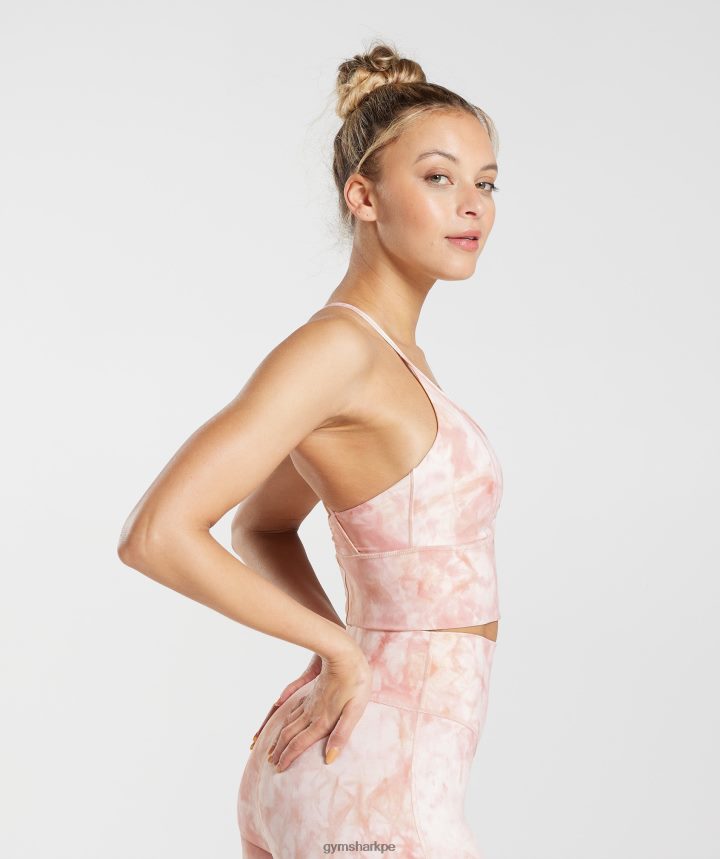 GymsharkSujetador deportivo de palangre con tinte spray Elevate mujer blanco/rosa brumoso/rosa escandinavo PFTJ2N133 ropa