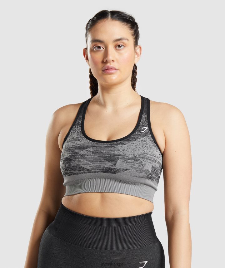 GymsharkSujetador deportivo sin costuras Adapt Ombre mujer triángulo | impresión en negro PFTJ2N198 ropa