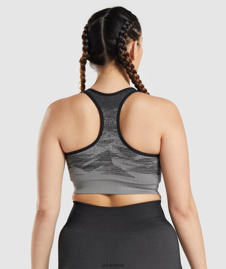 GymsharkSujetador deportivo sin costuras Adapt Ombre mujer triángulo | impresión en negro PFTJ2N198 ropa