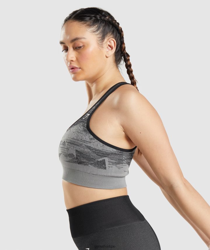 GymsharkSujetador deportivo sin costuras Adapt Ombre mujer triángulo | impresión en negro PFTJ2N198 ropa
