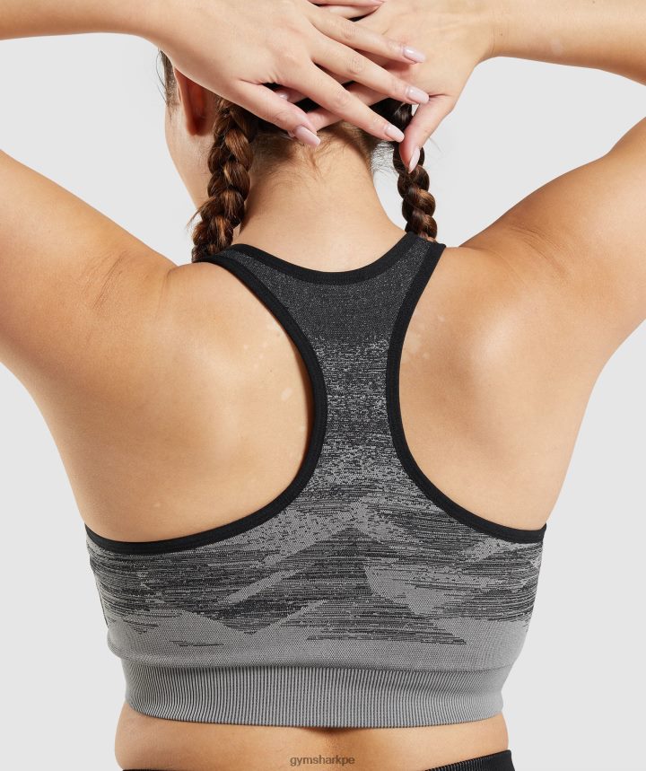 GymsharkSujetador deportivo sin costuras Adapt Ombre mujer triángulo | impresión en negro PFTJ2N198 ropa