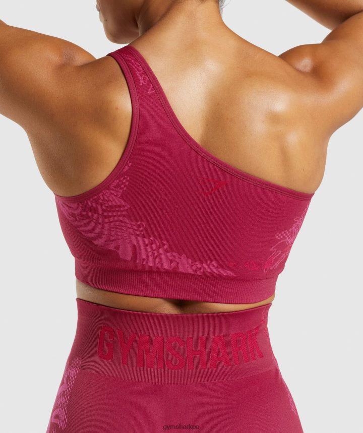 GymsharkSujetador deportivo wtflex sin costuras con un solo hombro mujer rosa grosella/fucsia fluo/rosa magenta PFTJ2N213 ropa