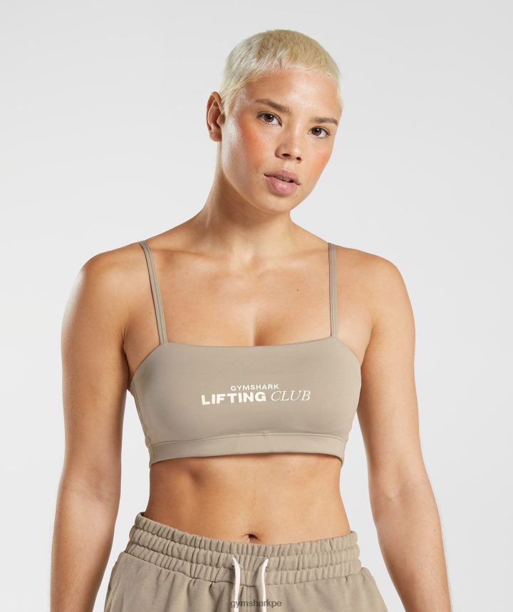 Gymsharkbandeau del club social mujer marrón cemento PFTJ2N209 ropa