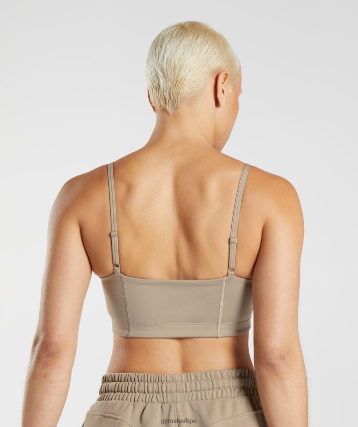 Gymsharkbandeau del club social mujer marrón cemento PFTJ2N209 ropa